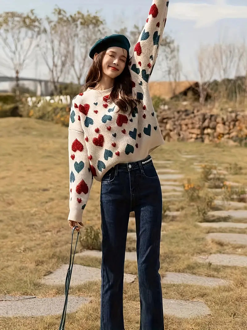 Vinny – Maglia in lana con fantasia a cuori