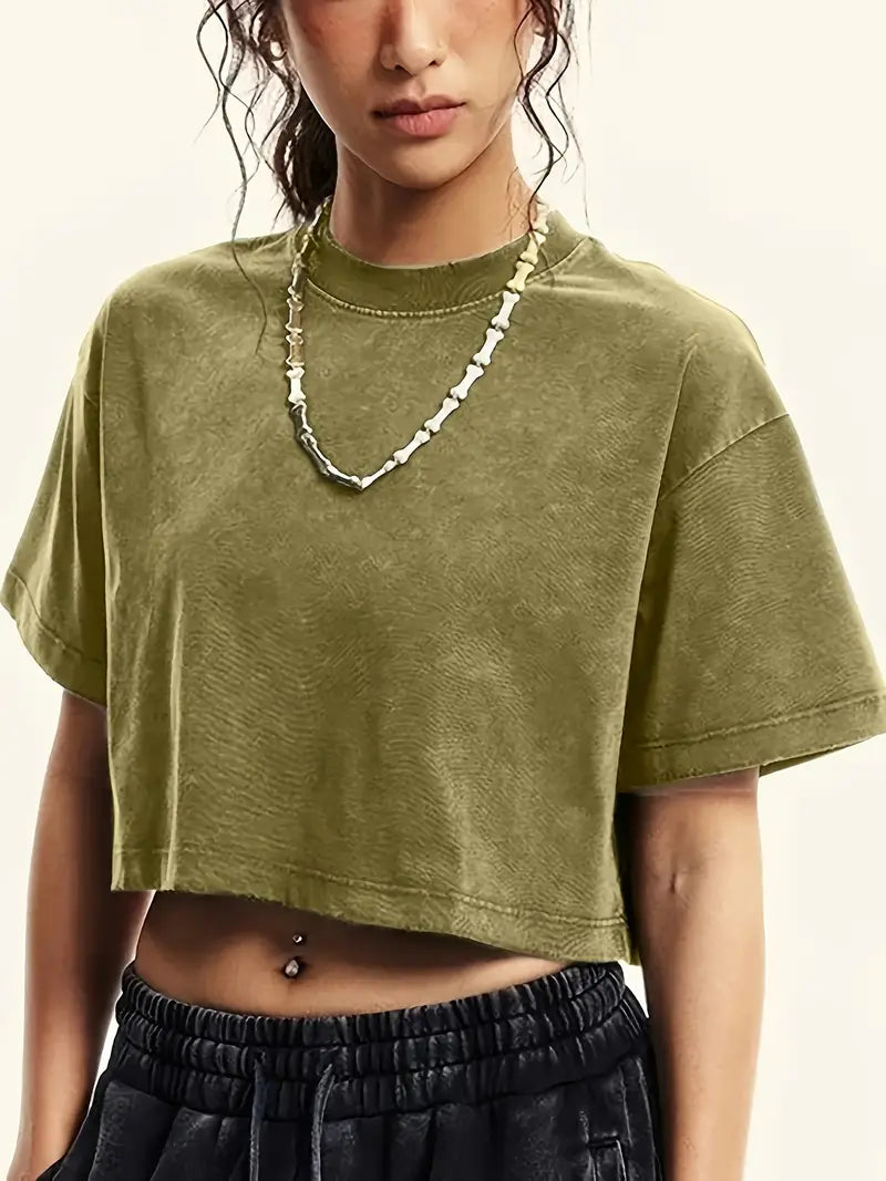 Lenore – T-shirt corta oversize, effetto vintage, lavata