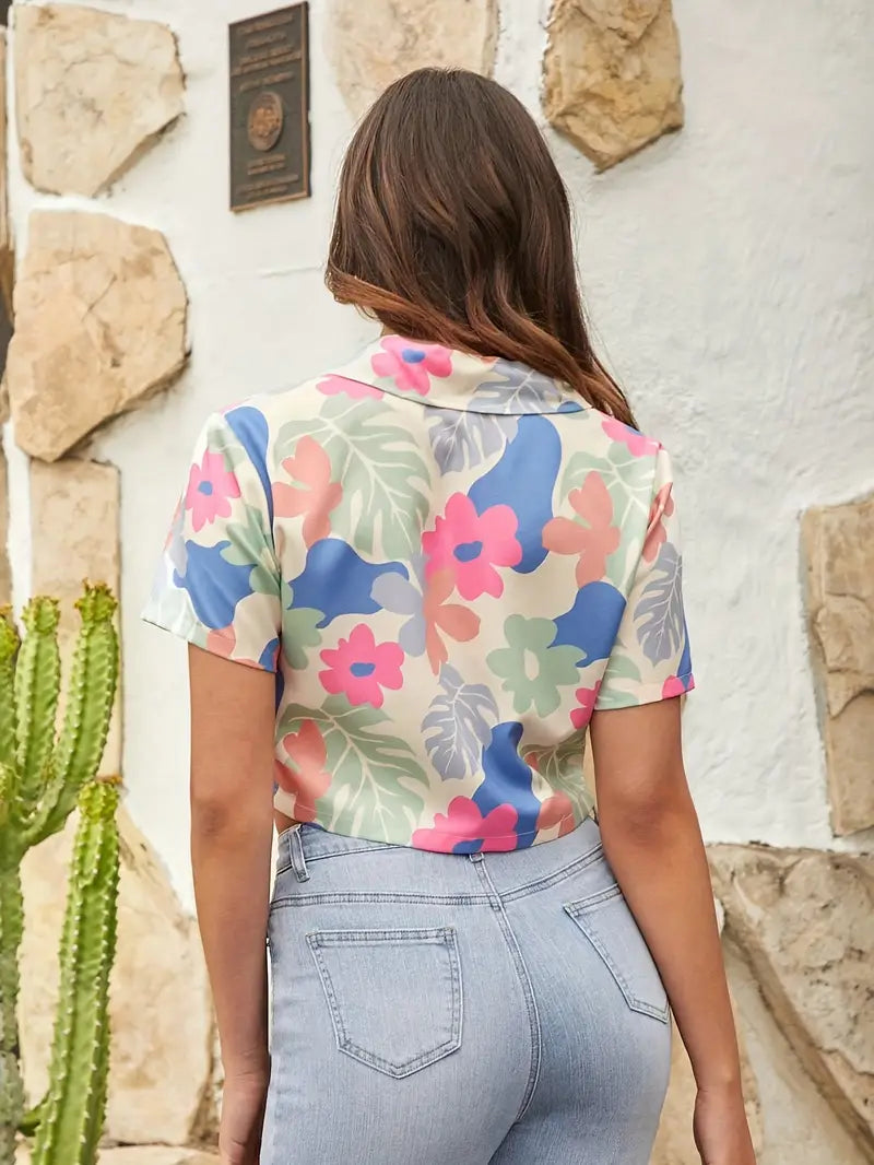 Mordessa – Camicia a maniche corte abbottonata con brezza tropicale