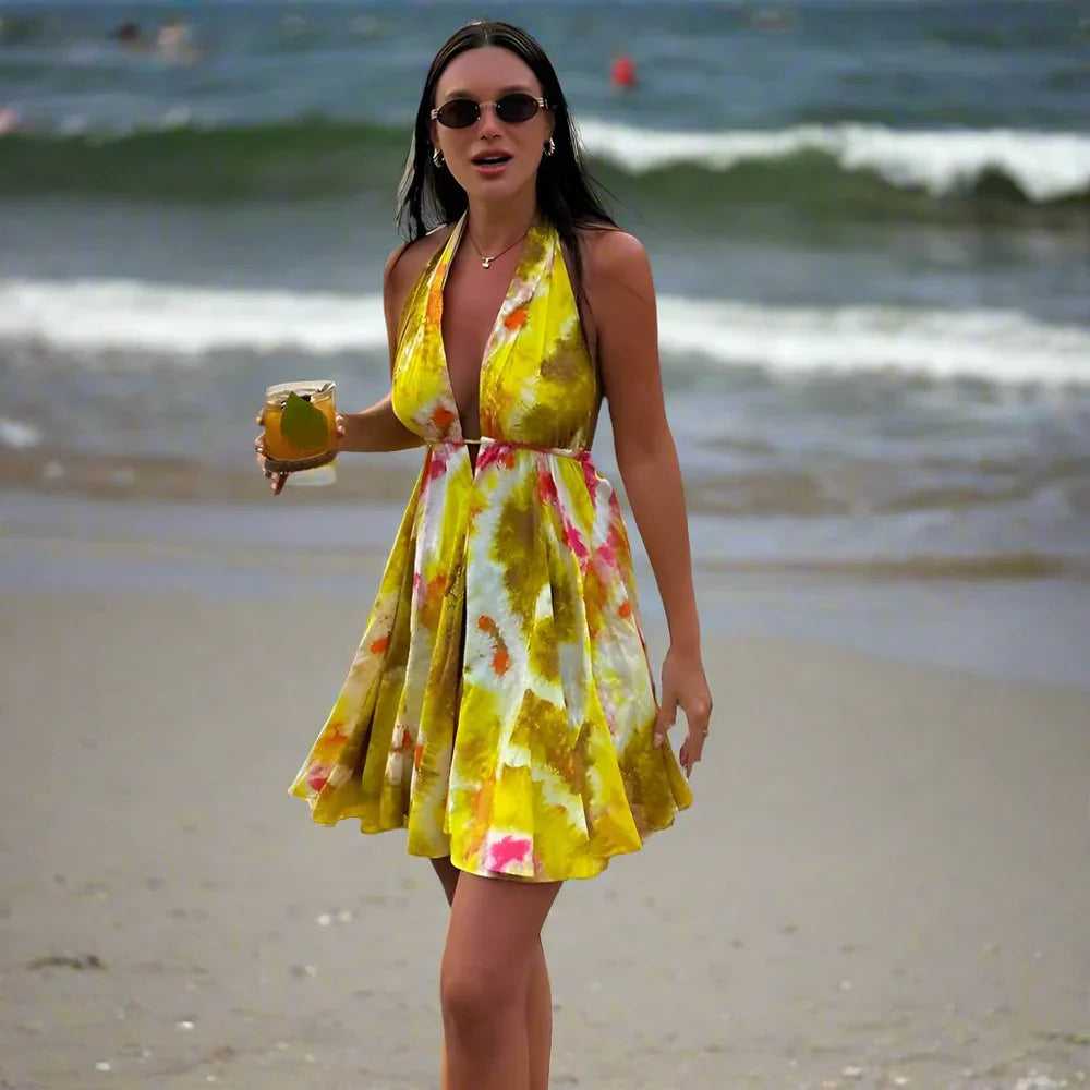 Skylar – Miniabito luminoso allacciato al collo