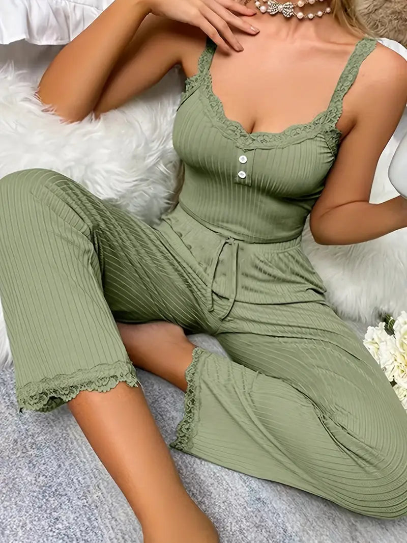 Thaliora – Set alla moda composto da top senza maniche e pantaloni