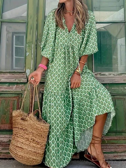 Urvee – Abito lungo a strati stampato in stile boho-chic