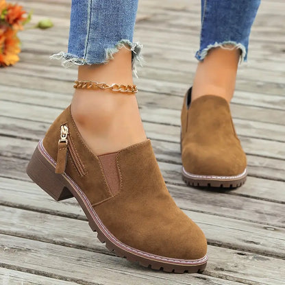 Ysadora – Scarpe di alta qualità in pelle scamosciata con tacco largo