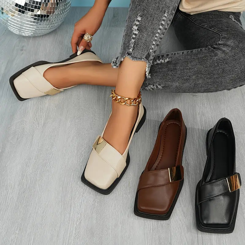 Eldraine – Elegante mocassino in pelle con punta quadrata