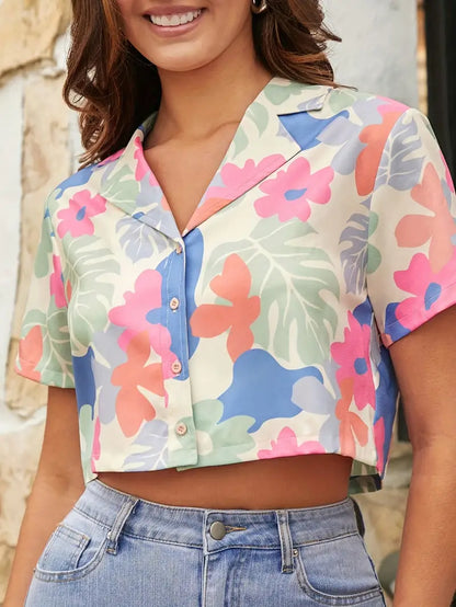 Mordessa – Camicia a maniche corte abbottonata con brezza tropicale