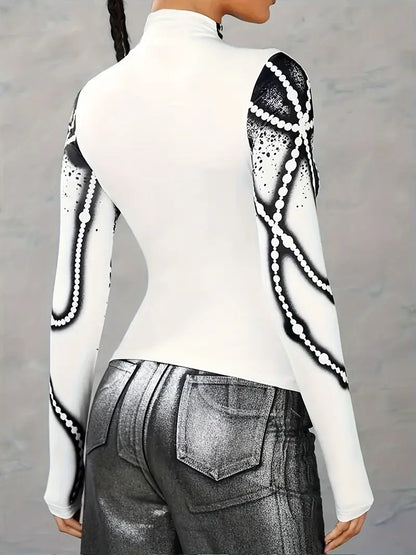 Rochel – Top a maniche lunghe stampato a collo alto