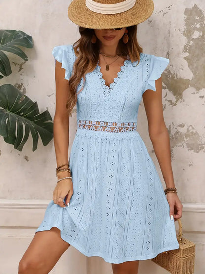 Bonnie – Grazioso abito con scollo a V in pizzo di cotone