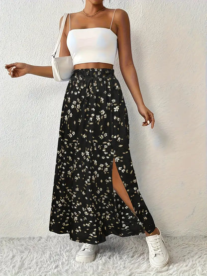 Louvina – Gonna lunga con spacco floreale