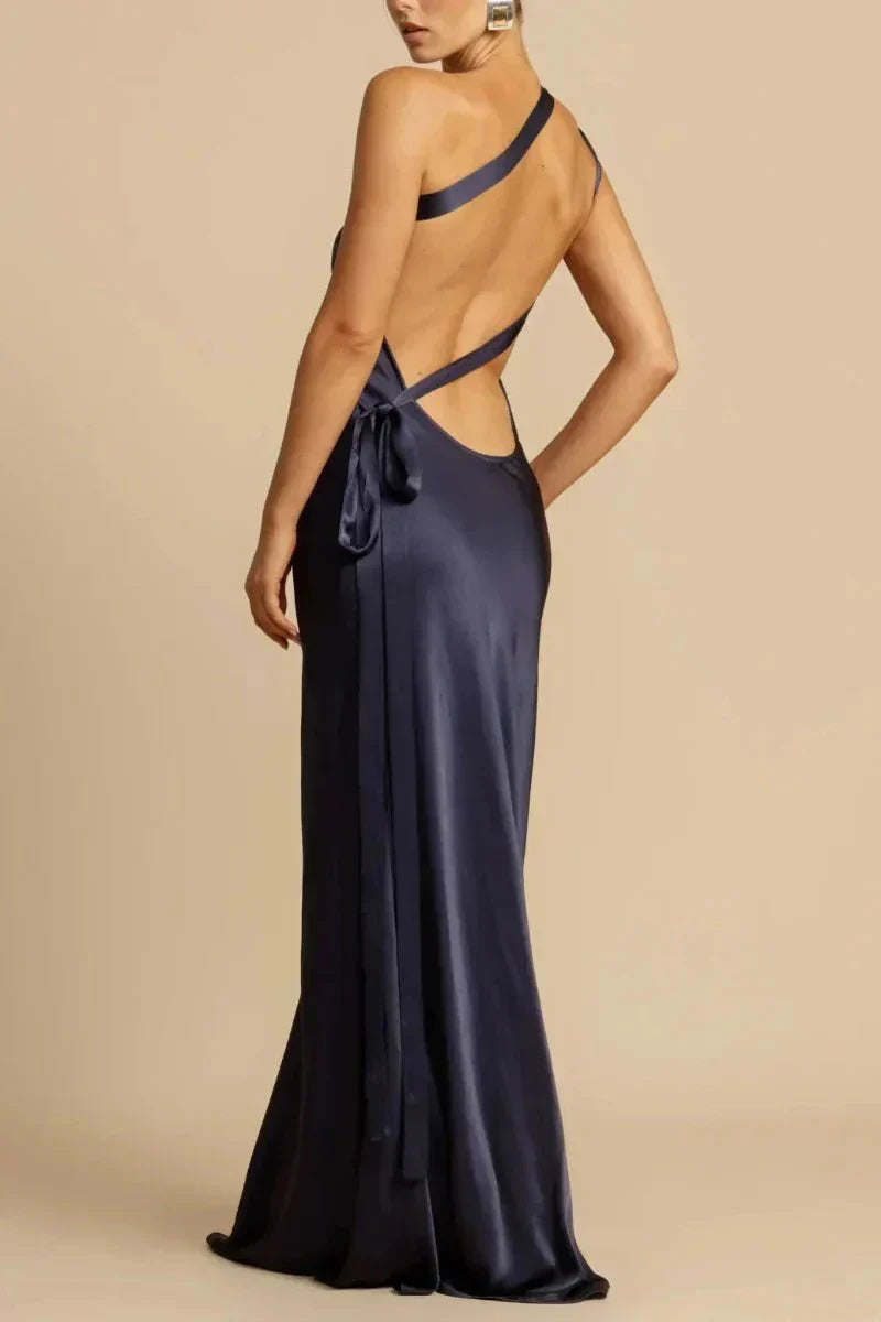 Druscilla – Maxi abito sexy in raso con scollatura sulla schiena