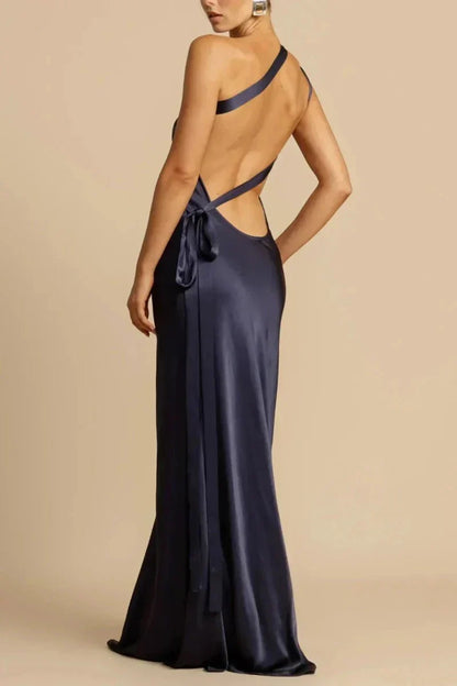 Druscilla – Maxi abito sexy in raso con scollatura sulla schiena