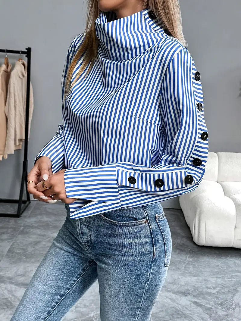 Sigrid – Blusa a righe con collo alto