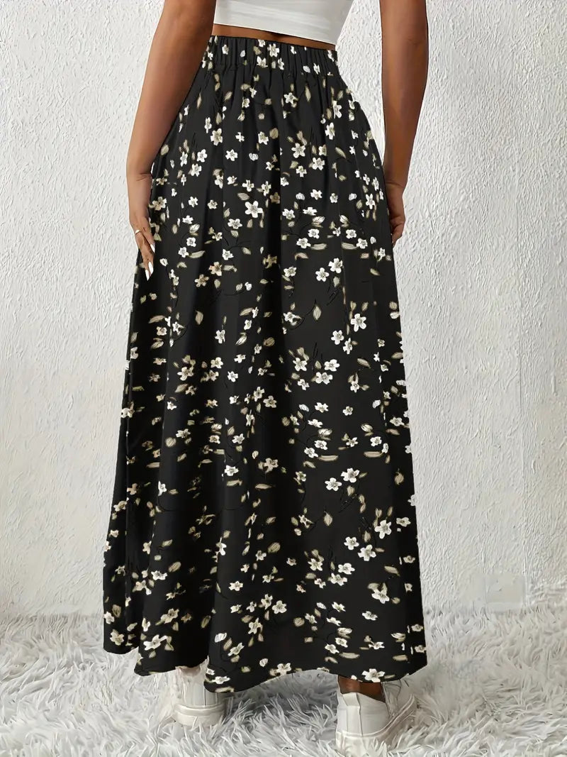 Louvina – Gonna lunga con spacco floreale