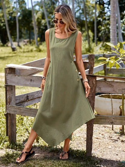 Joia – Abito boho chic con fondo a fazzoletto senza maniche