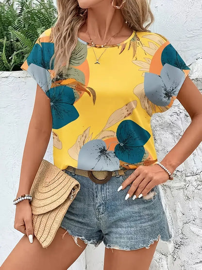 Amalthea – Camicetta girocollo con motivo floreale