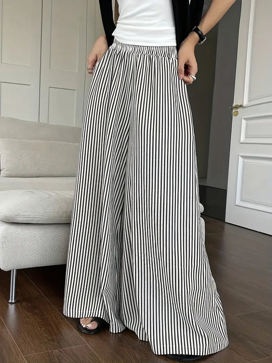 Oris – Pantaloni alla moda a gamba larga con motivo a righe