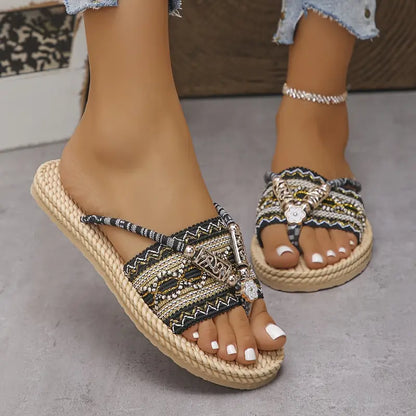 Cedie – Sandali boho con perline e corda intrecciata