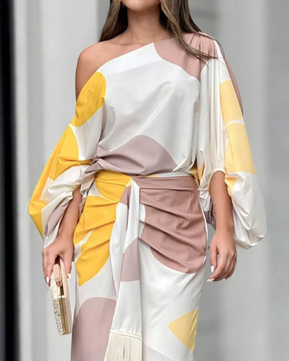 Morwenna – Abito monospalla in raso setoso