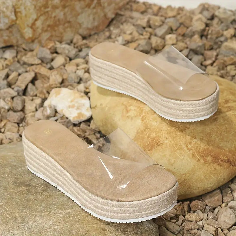 Ayumiya – Sandali con plateau e cinturino trasparente