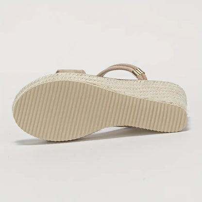 Elowen – Sandali con zeppa espadrillas con cinturini in pelle scamosciata