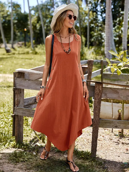 Joia – Abito boho chic con fondo a fazzoletto senza maniche