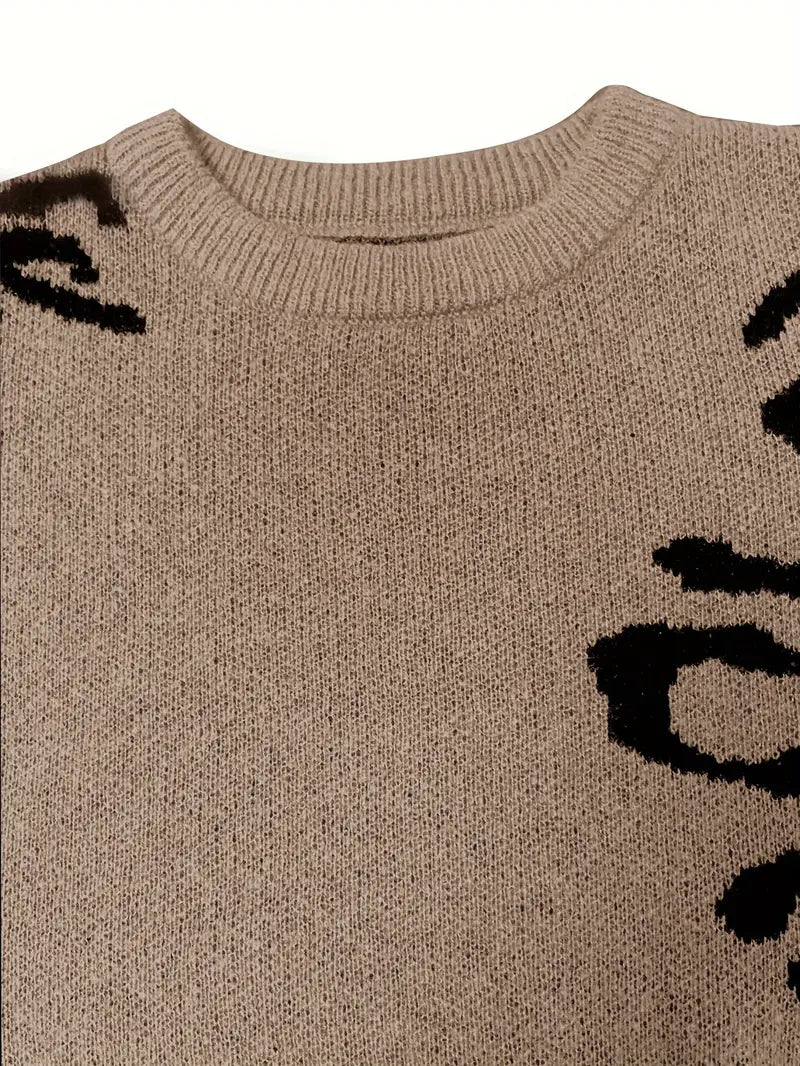 Shreya – Maglione lavorato a maglia con stampa leopardata