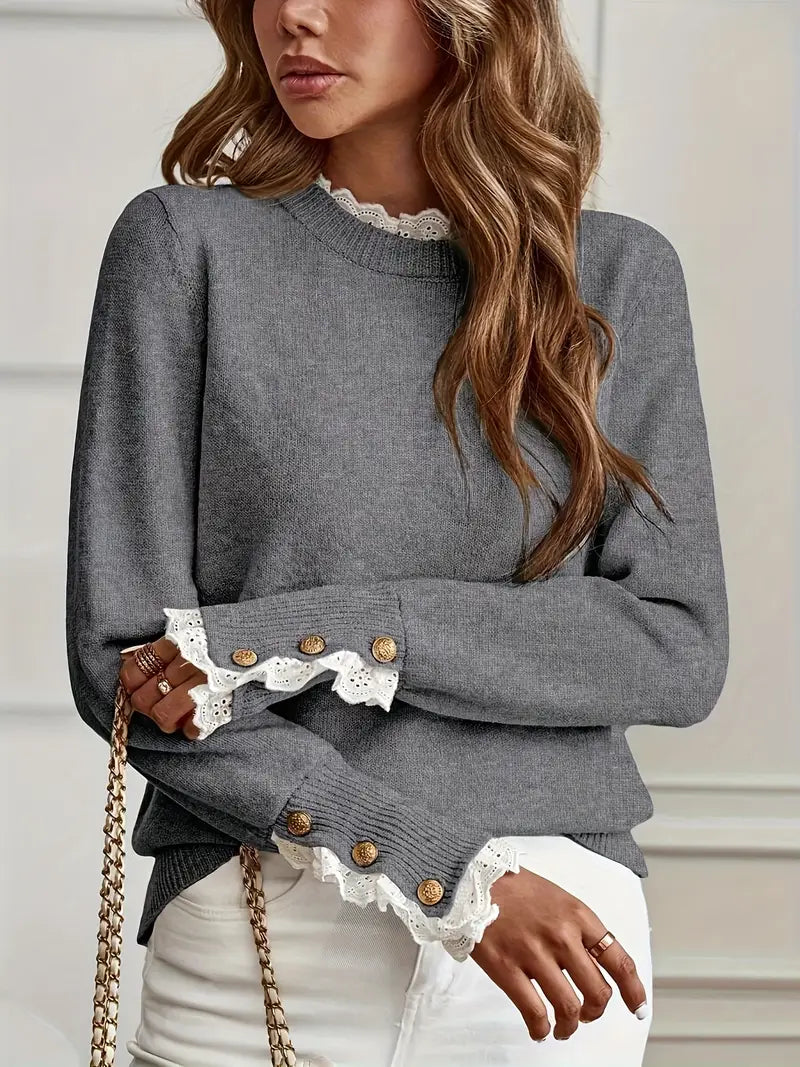 Chandra – Elegante maglione lavorato a maglia con finiture in pizzo