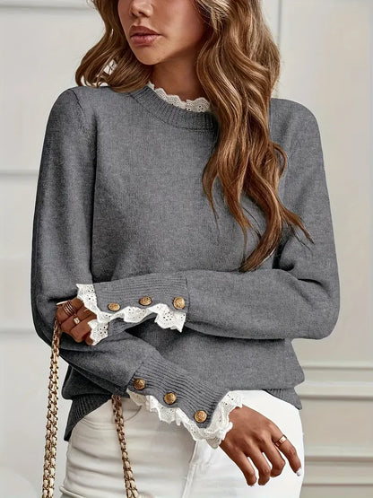 Vandy – Maglia girocollo con pizzo volant