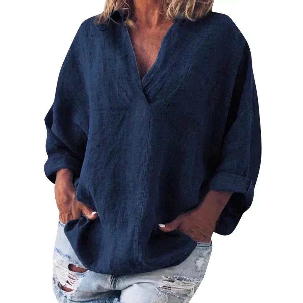 Francie – Blusa in lino con scollo a V