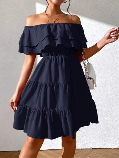 Salem – Elegante abito con spalline e volant