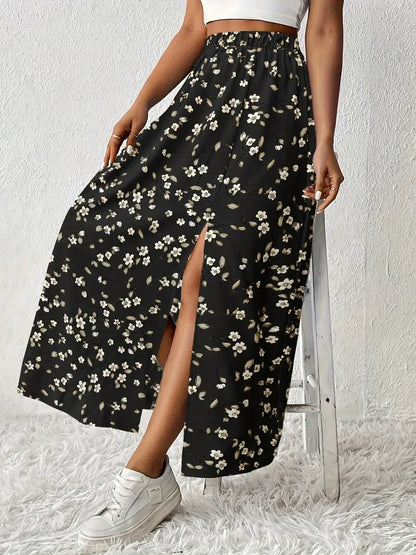 Louvina – Gonna lunga con spacco floreale