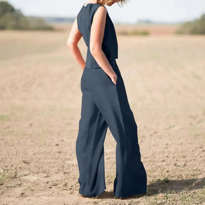 Tzara – Top e pantaloni in cotone e lino