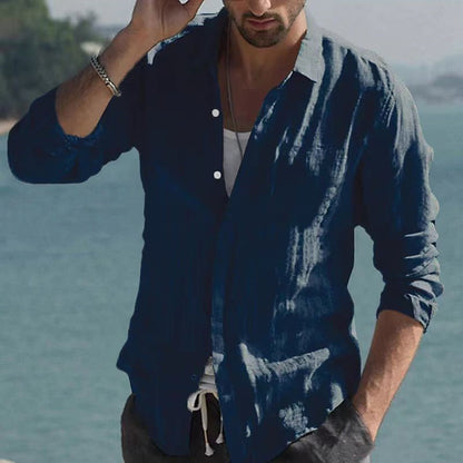 Camicia vintage in lino liscio con colletto risvoltato – Jam