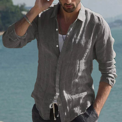 Camicia vintage in lino liscio con colletto risvoltato – Jam