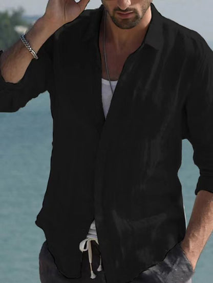 Camicia vintage in lino liscio con colletto risvoltato – Jam