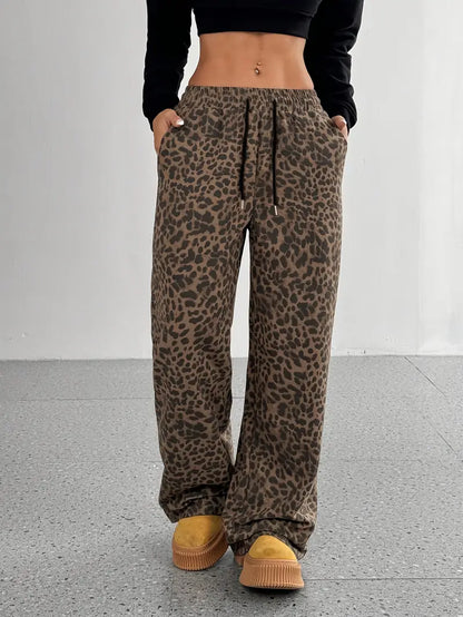 Eryndra – Pantaloni eleganti a gamba larga con stampa leopardata