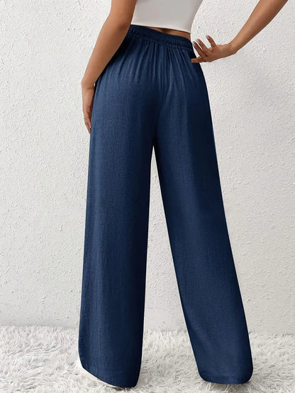 Yara – Pantaloni da salotto a vita alta con coulisse e gamba larga