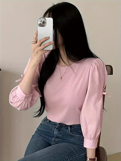 Zafryne – Blusa elegante con maniche a sbuffo