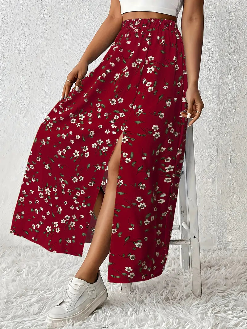 Louvina – Gonna lunga con spacco floreale