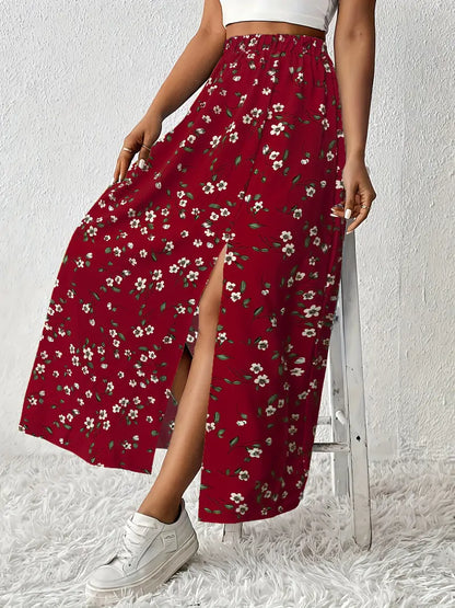 Louvina – Gonna lunga con spacco floreale