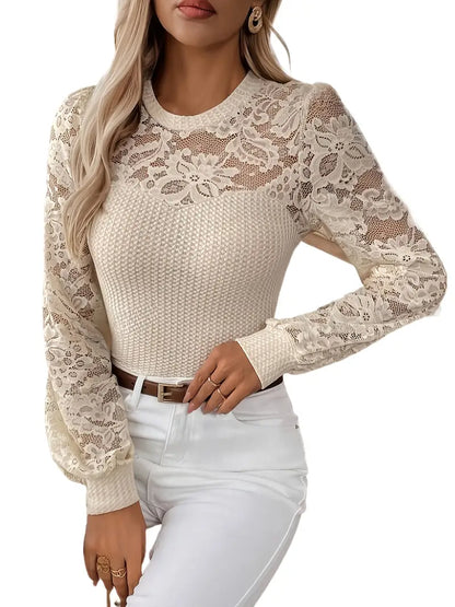 Channary – Elegante camicetta in pizzo a maniche lunghe