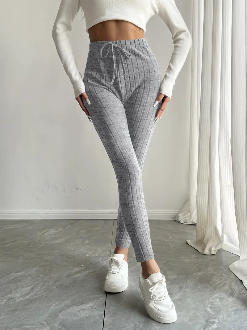 Anouk – Leggings in maglia a coste con vita alta e coulisse