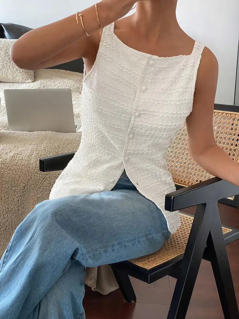 Hexaria – Elegante camicetta strutturata senza maniche