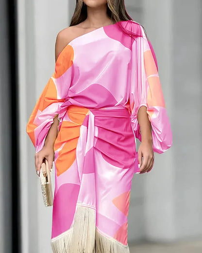 Morwenna – Abito monospalla in raso setoso