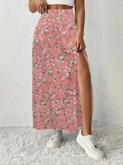 Louvina – Gonna lunga con spacco floreale