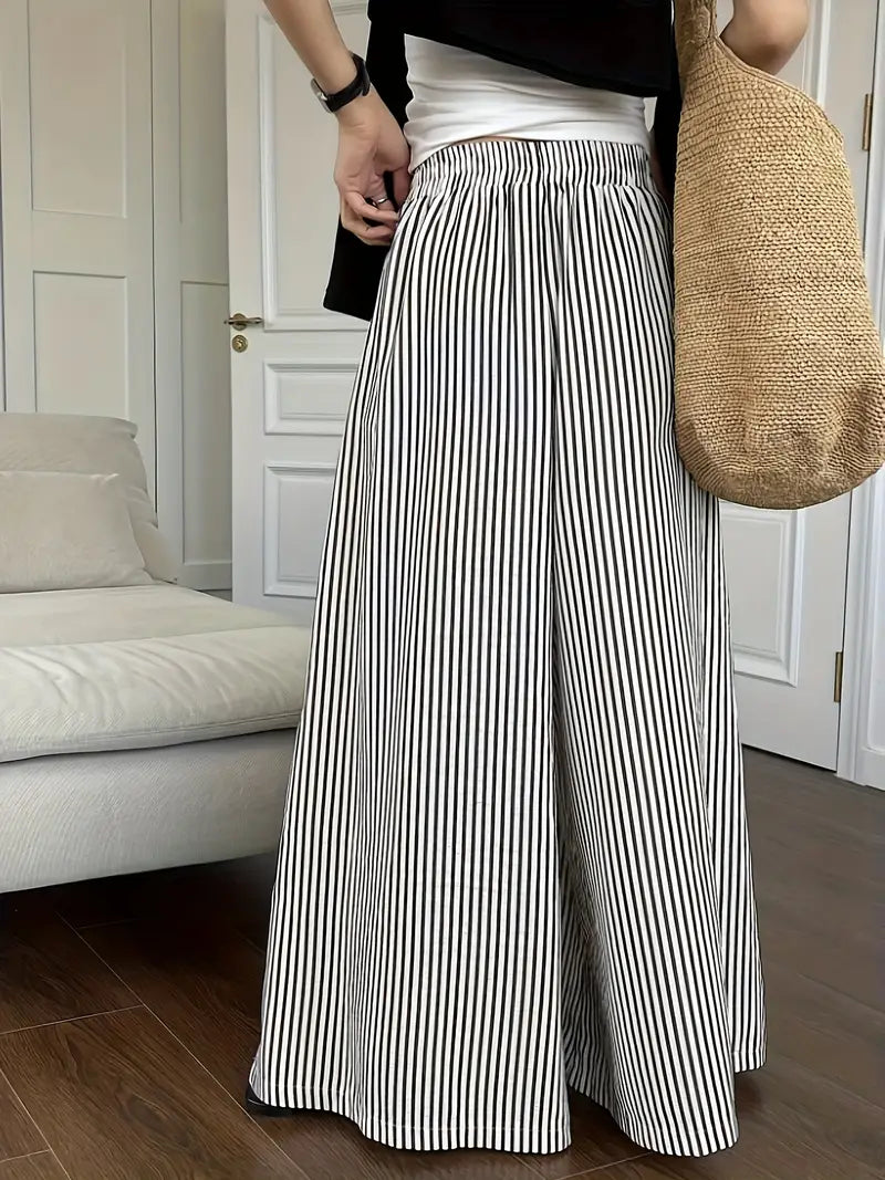 Oris – Pantaloni alla moda a gamba larga con motivo a righe