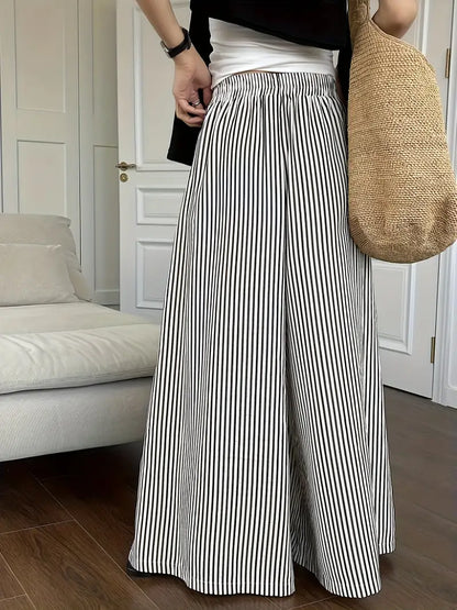 Oris – Pantaloni alla moda a gamba larga con motivo a righe