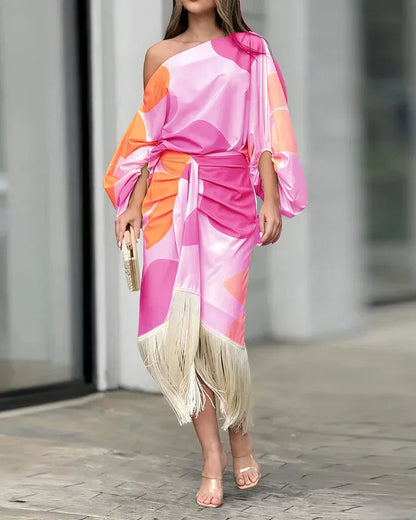 Morwenna – Abito monospalla in raso setoso