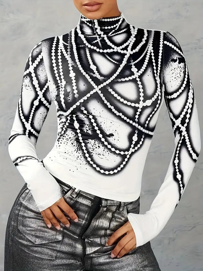 Rochel – Top a maniche lunghe stampato a collo alto