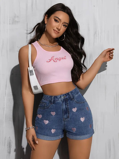 Azrielle – Pantaloncini in cotone con stampa a cuori