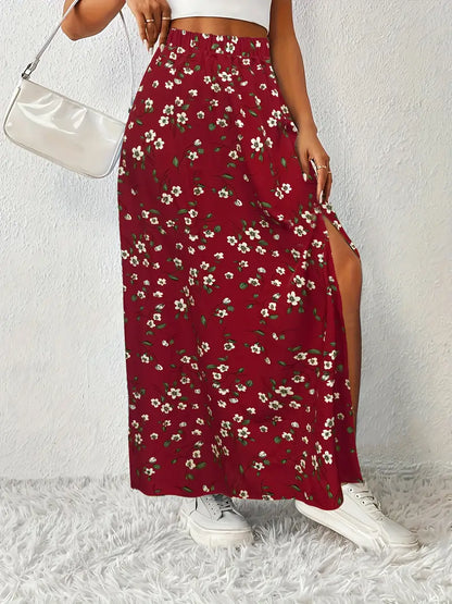 Louvina – Gonna lunga con spacco floreale